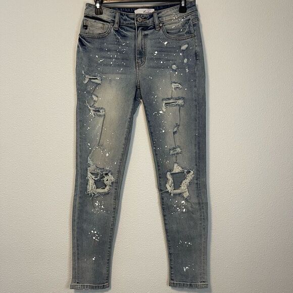 KanCan Distressed Paint Splatter Chloe Boyfriend Jeans Size 3/25 - Picture 1 of 9